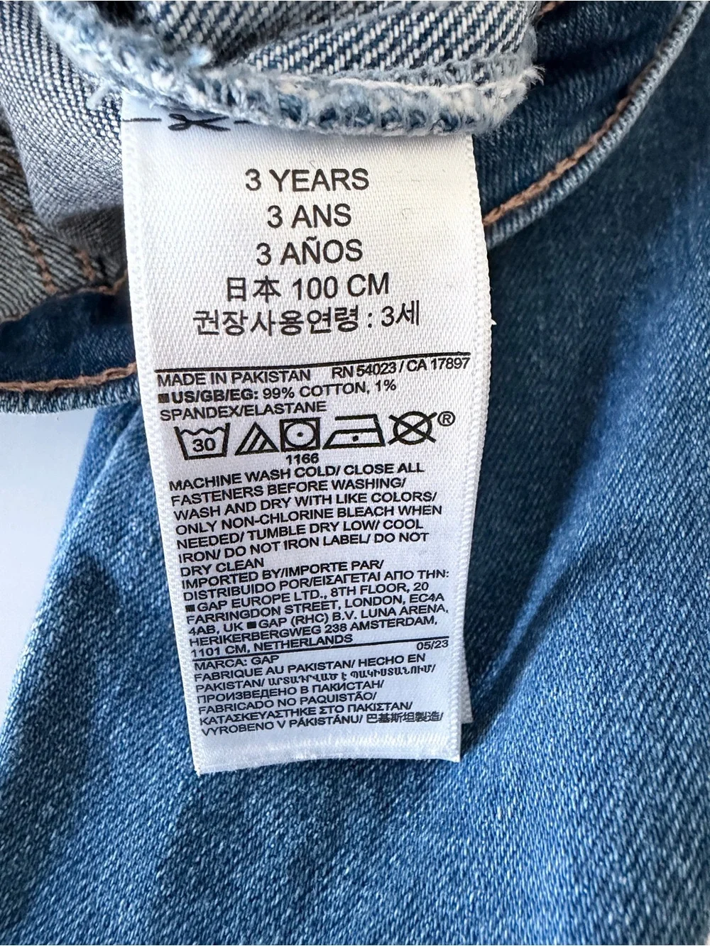 GAP Girls Blue Denim Jacket with Puff Shoulders Size 3